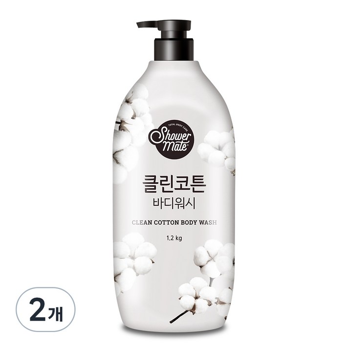 
                                                        샤워메이트 클린코튼 바디워시 목화솜향, 1.2kg, 2개
                                                    