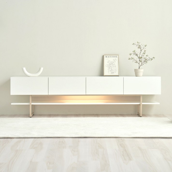  퍼리든 모어스 LED 선반 거실장 2000 방문설치, 화이트 