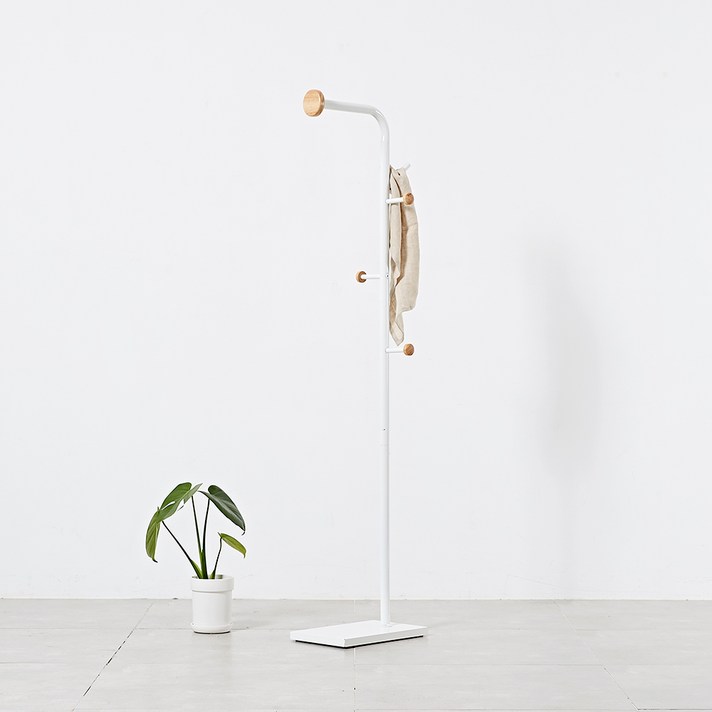  하우스레시피 바인 키 낮은 스탠드 행거, 화이트 