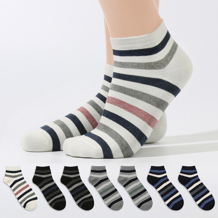 삭스팝 남성용 헨리 스트라이프 발목 양말 8켤레 세트