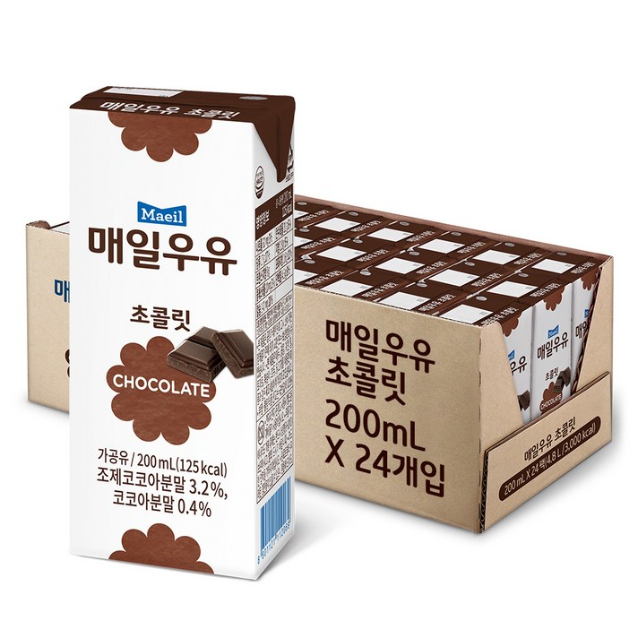 매일유업 초콜릿 우유, 200ml, 24개