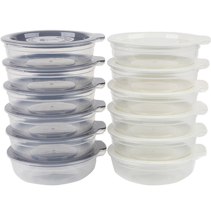 이지앤프리 이지쿡 패밀리 보관용기 홈세트, 1세트, 용기 12p + 뚜껑 그레이 6p + 뚜껑 화이트 6p