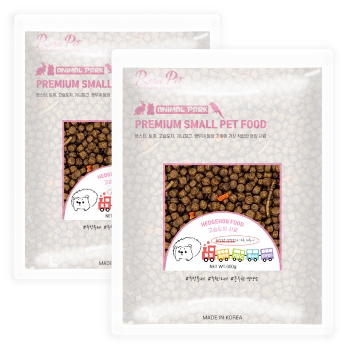 로라펫 애니멀파크 고슴도치 전용사료, 600g, 2개