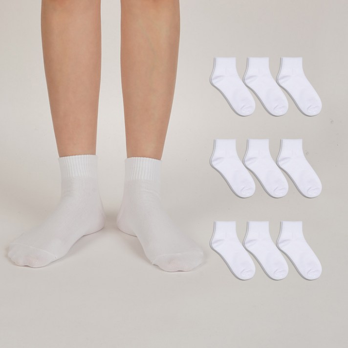 노디자인 여성용 숙녀 무지 학생 양말 10족 세트