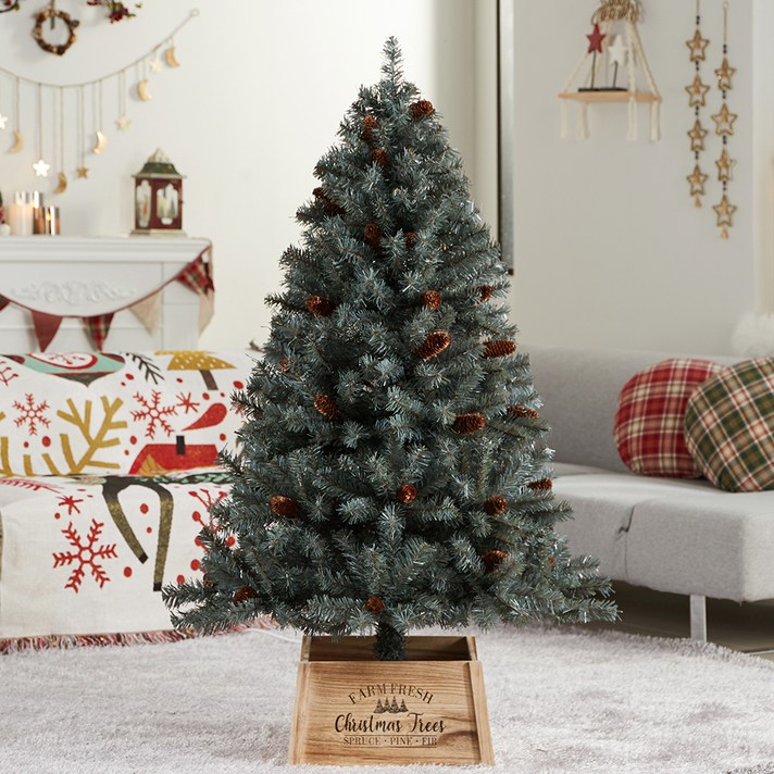 아웃팅 무장식 크리스마스 풍성빽빽 트리 쉐비 파인콘, 혼합색상