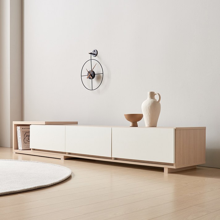  장인가구아이브 피오레 거실장 확장형 방문설치, 메이플 화이트 