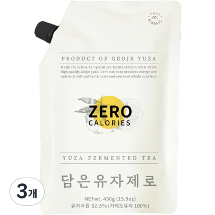 몬더스 담은유자 제로 차, 450g, 3개
