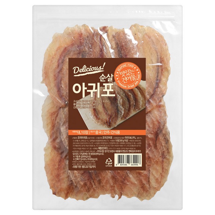 해맑은푸드 조미 순살 아귀포 대 10p, 1개
