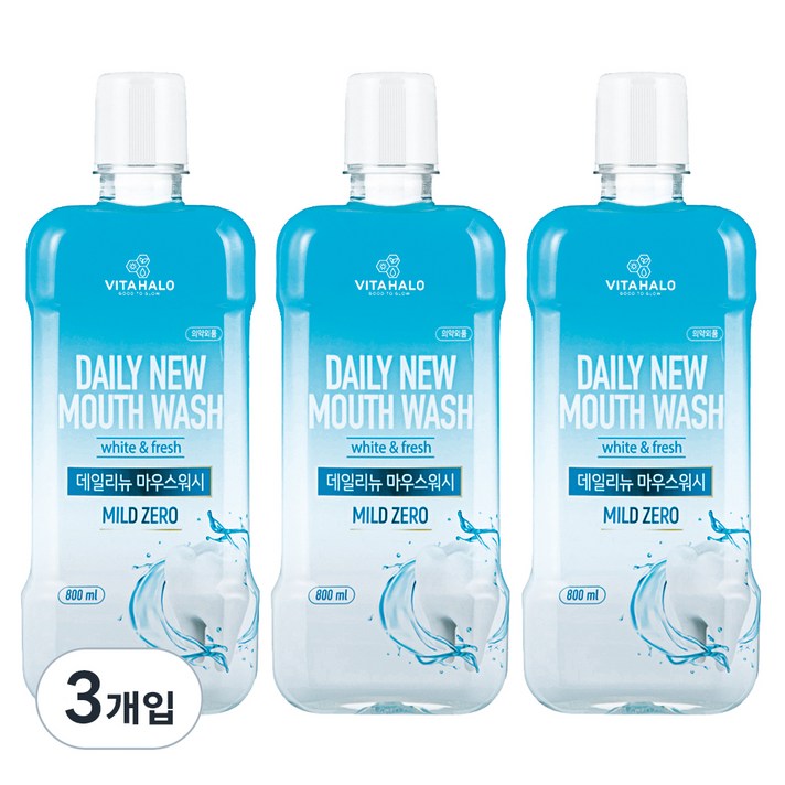 
                                                        비타할로 데일리뉴 마우스워시 마일드 제로, 800ml, 3개입
                                                    