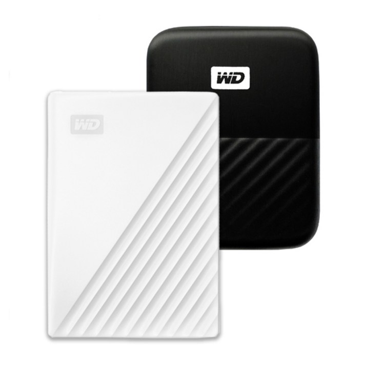 WD My Passport 휴대용 외장하드 + 파우치, 2TB, 화이트