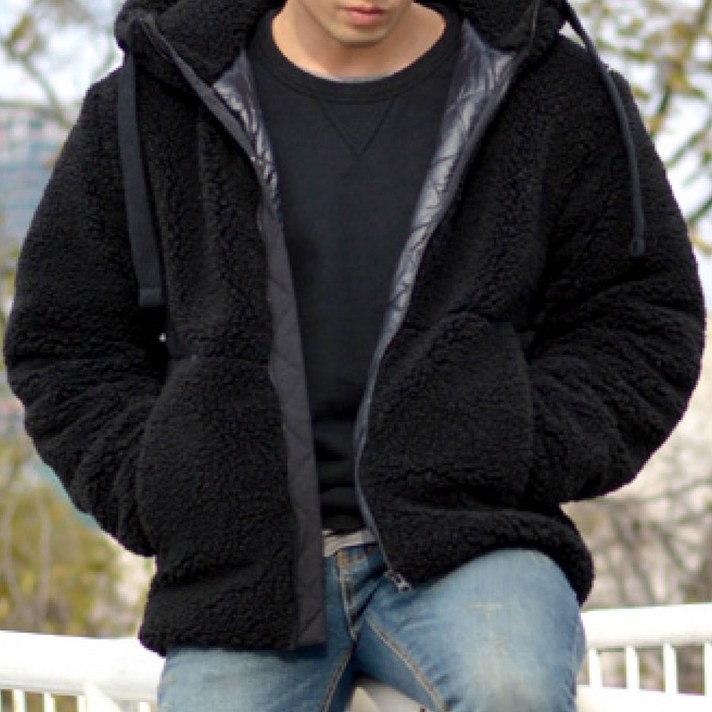 알렉스앨빈 남녀공용 뽀글이 후드 풀집업 A201