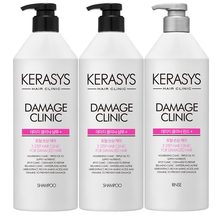 케라시스 데미지 클리닉 샴푸 750ml 2p + 린스 750ml 헤어세트, 1세트