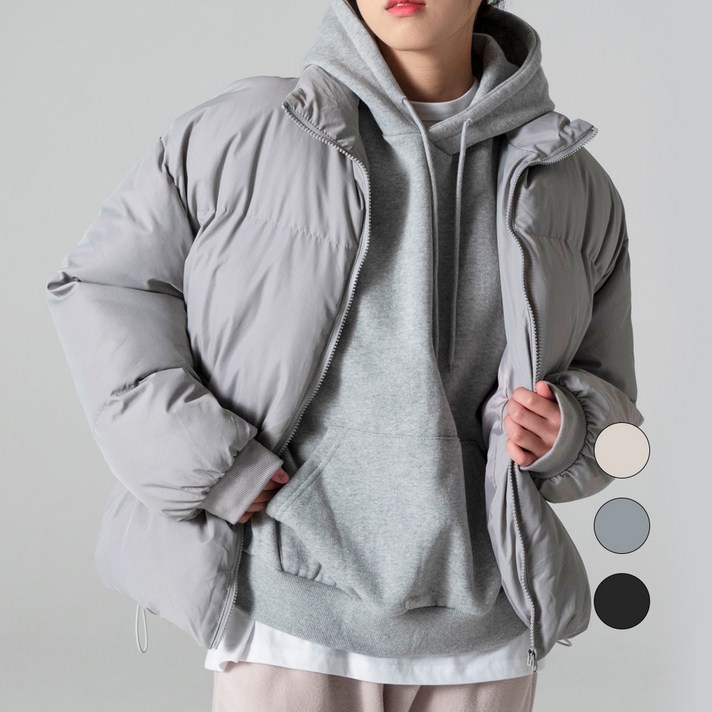 오슬 여성용 루즈핏 벌룬 숏 패딩
