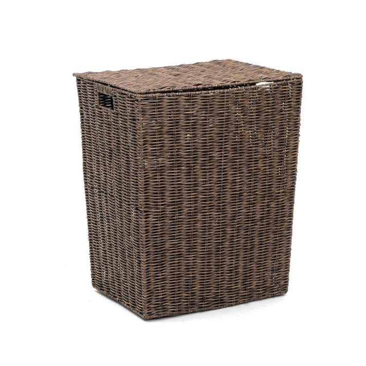 바이홈 라탄 패턴 햄퍼 사각, 브라운, 1개