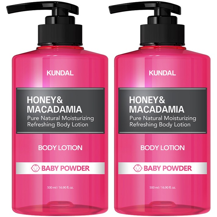 쿤달 퓨어 바디로션 베이비파우더향, 500ml, 2개