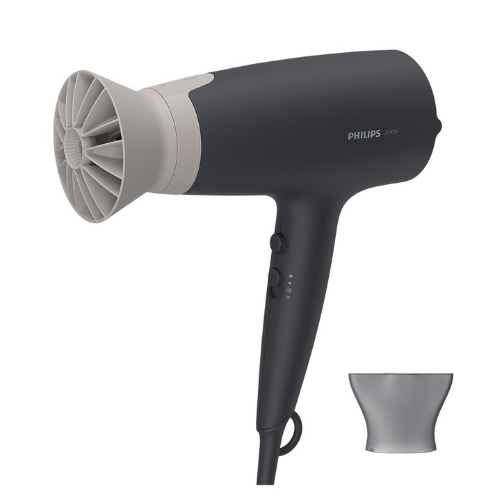 필립스 듀얼 에어케어 헤어드라이기 2100W, BHD351/10, 블랙 + 그레이