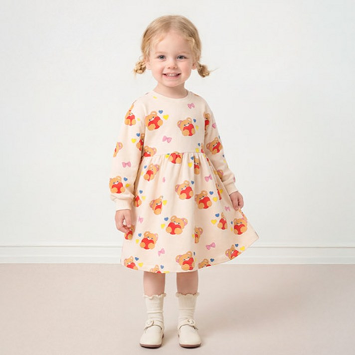 밀크마일 허그미 하트베어 원피스