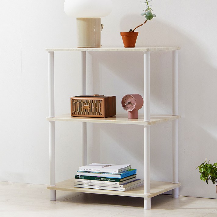  트레벨 스테이 진열 수납 정리대 선반, 오크, 3단 