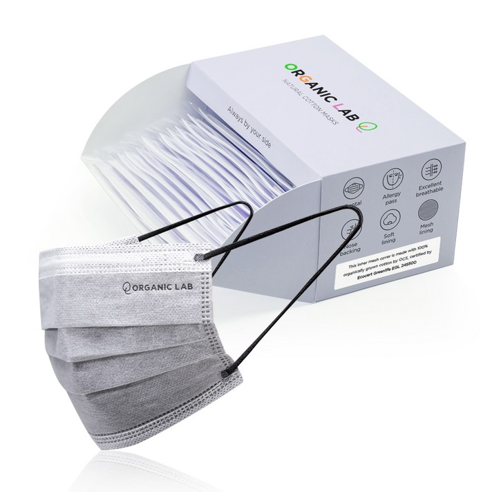 오가닉랩 내추럴 코튼 마스크 대형 그레이, 1개, 30개입