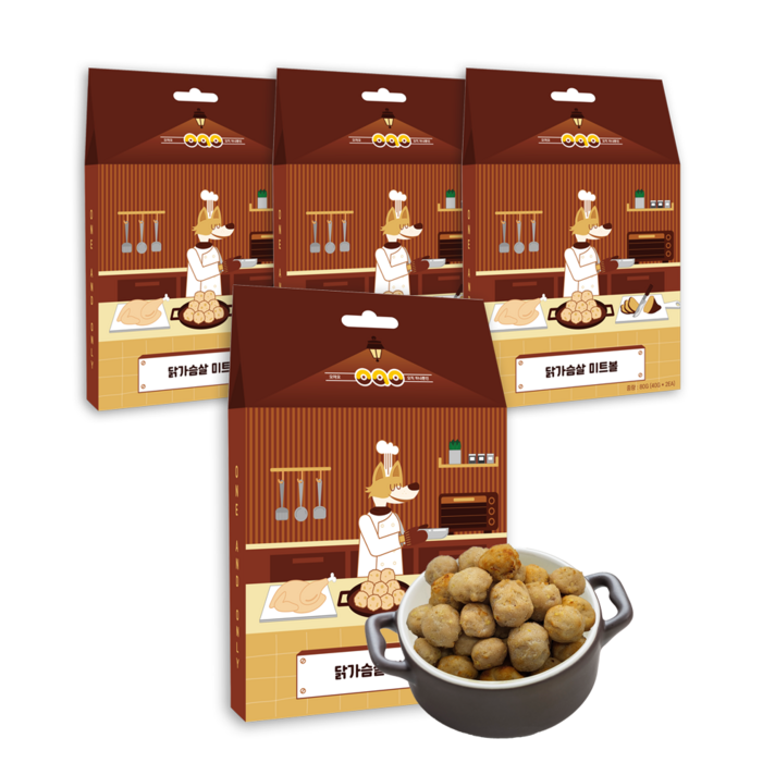 오아오 강아지간식 미트볼 80g, 4개, 고구마, 닭가슴살