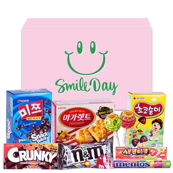 간식팩토리 핑크 스마일 간식 과자선물세트, 과자 8종, 1세트