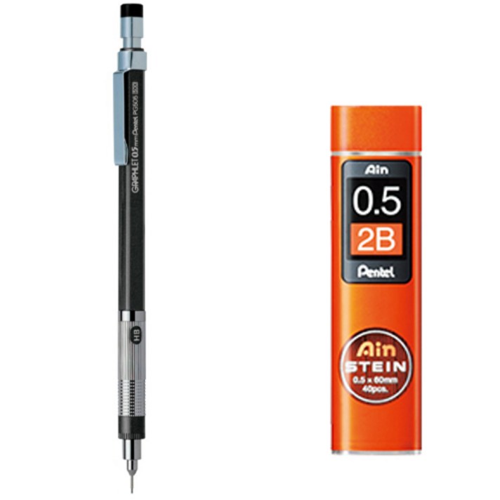 펜텔 그래프렛 샤프 PG505-AD + 아인슈타인 샤프심 2B 세트, 0.5mm, 1세트