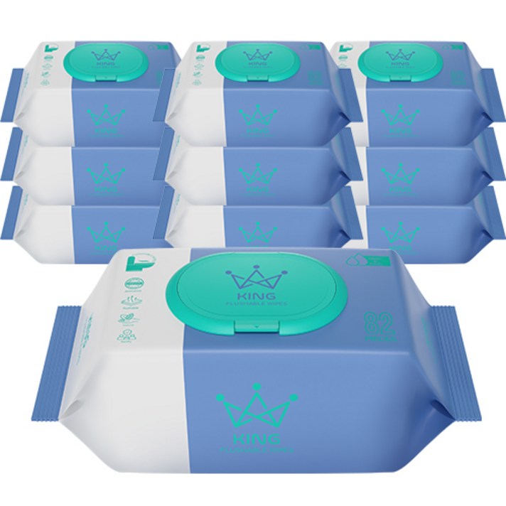 킹 소프트터치 저자극 화장실용 비데물티슈 캡형, 82매, 10팩