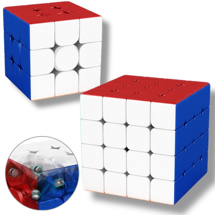  MoYu 단계별 스피드 마그네틱 큐브 숙련자세트(3x3+4x4), 혼합색상 
