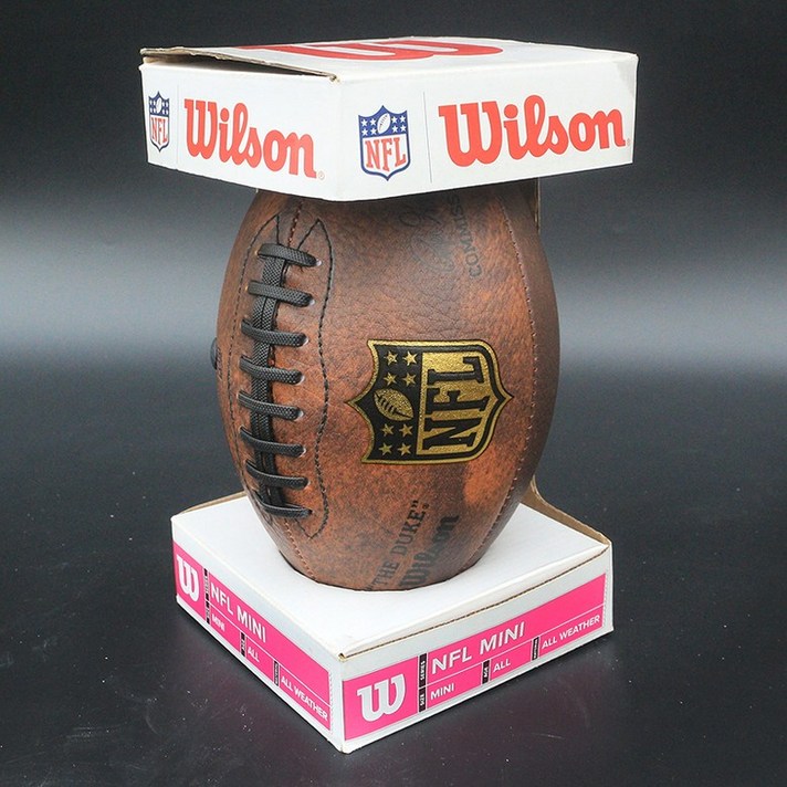 Wilson NFL 정품 훈련 게임 PU가죽 미식축구공 럭비공 3호, 빈티지브라운3호, 1개