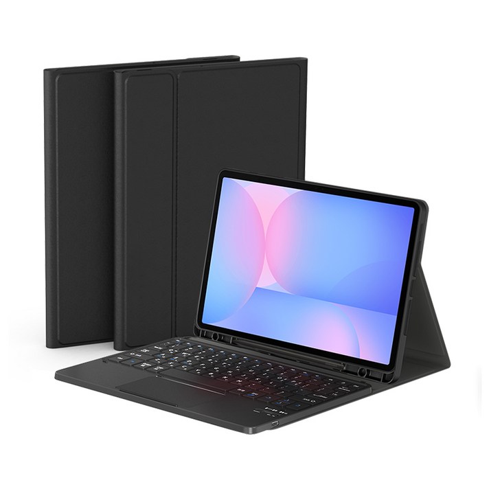데이웍스 갤럭시탭 S7 FE S7 S8 플러스 블루투스 터치패드 키보드 케이스 S펜 수납 학교 교육청 디벗, 터치패드 키보드 케이스 블랙, 1개