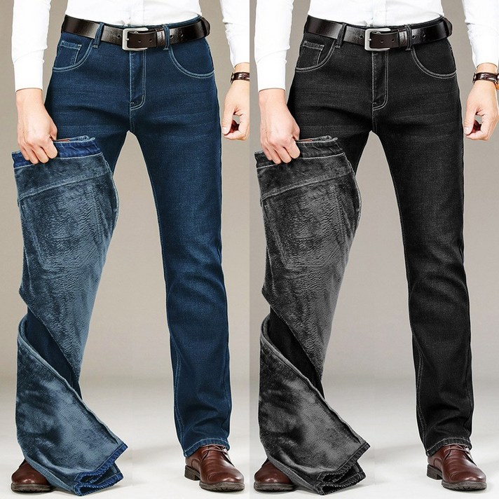 1+1 VDLA 겨울 남성 스판 보아털기모안감 스판워싱청바지