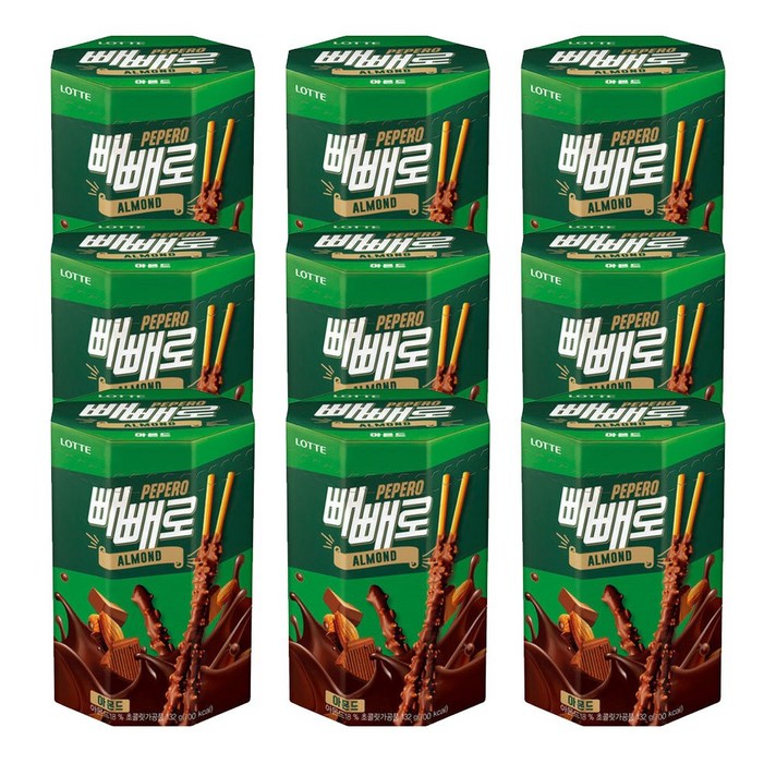 빼빼로 아몬드, 132g, 9개