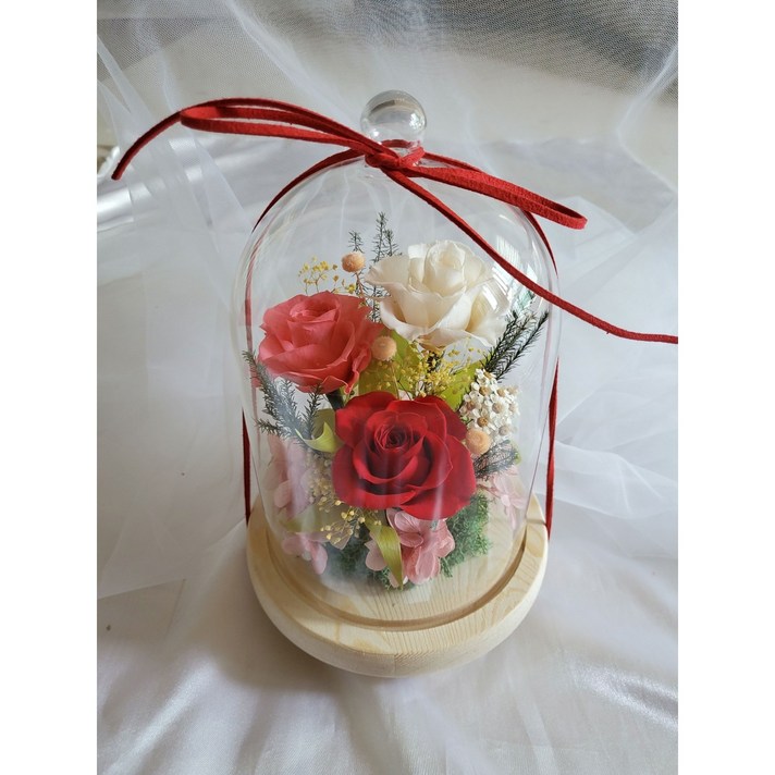 물방울 3송이 무드등 화려한 장미꽃3송이 천일동안 처음처럼 시들지않는 생화꽃 생일선물 꽃선물 무드등이여서 밤과낮 두배의기쁨 축하선물, 보라