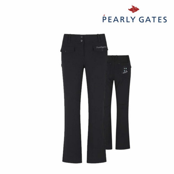 파리게이츠 골프 pearlygatesgolf여성 자수 패치 부츠컷 팬츠 P521A3PT352_BK, 000, BK, 1개