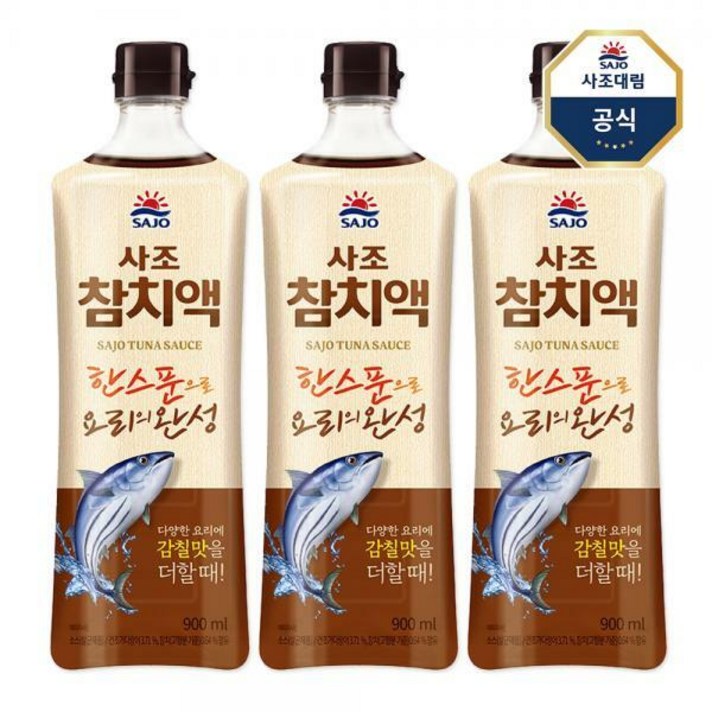 사조 참치액, 900ml, 3개