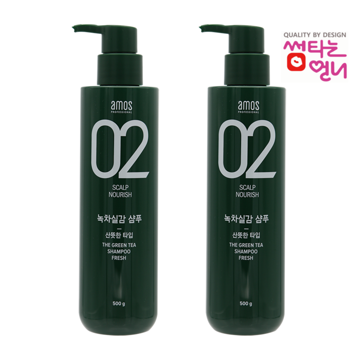 아모스 녹차실감 지성두피 프레쉬 샴푸, 500g, 2개