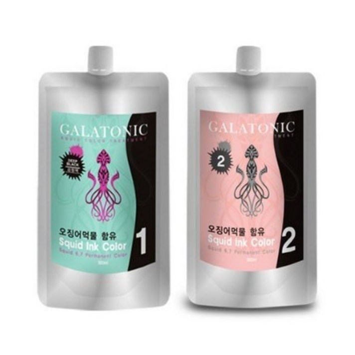 갈라토닉 새치용 오징어먹물염색약 1제 500ml + 2제 500ml, 2N검정색, 5세트