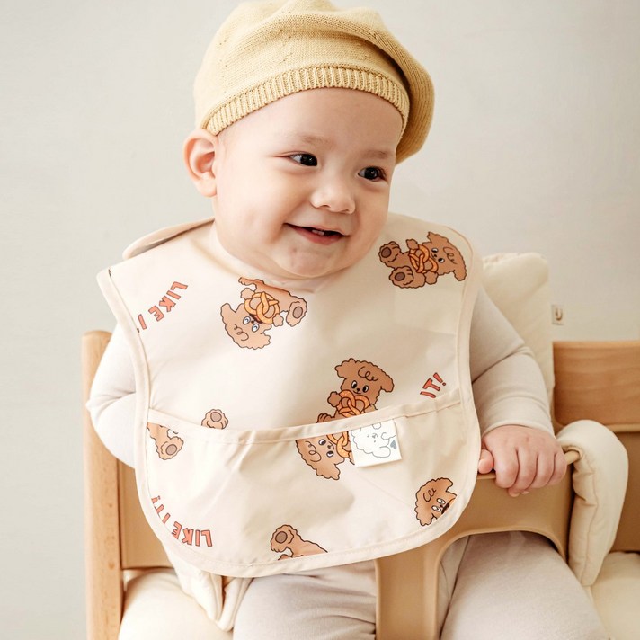 아이주 방수 포켓 턱받이 자기주도이유식 자기주도식 턱받이 신생아  아기 돌 아기 턱받이