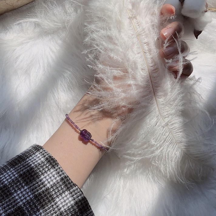 내추럴 슬림 각선 자수정 팔찌 샤오제우즈 팔찌 여14K 포금 편물 악세사리 베프스타일