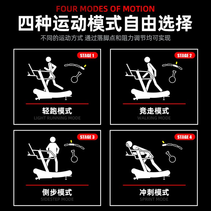 무동력 트레드밀 트레이드밀 수동 런닝머신 러닝머신 업소용 헬스장 전용기자재 풀세트 대형, 01 블랙 파이프 레드 테두리