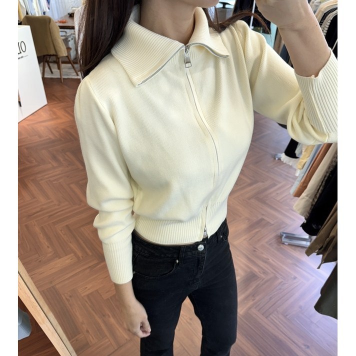 봄신상 5color투웨이 터틀넥 밴딩시보리 집업가디건