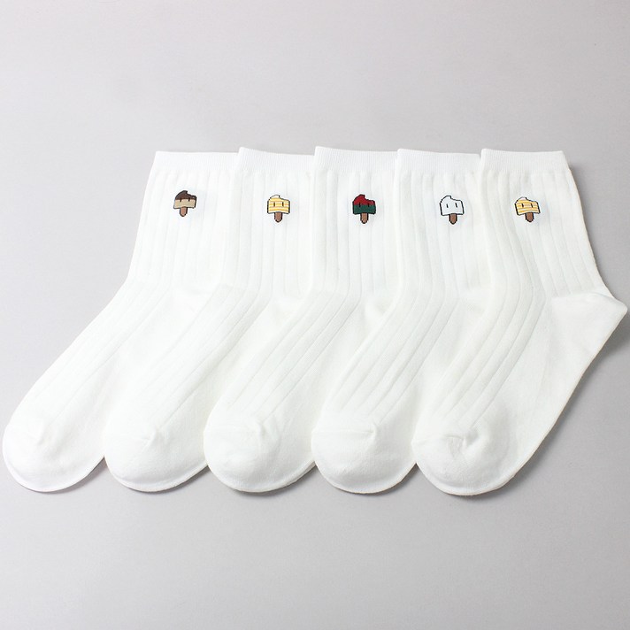 모드베베 학생용 아이스크림 중목 5켤레 주니어양말 키즈양말 학생양말 교복양말 무지양말 골지양말 캐릭터양말 여성양말 여자양말 양말세트