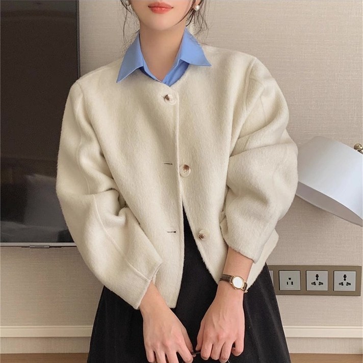 루스리더 여성 패션 베이직 루즈핏 라운드넥 코트 M918