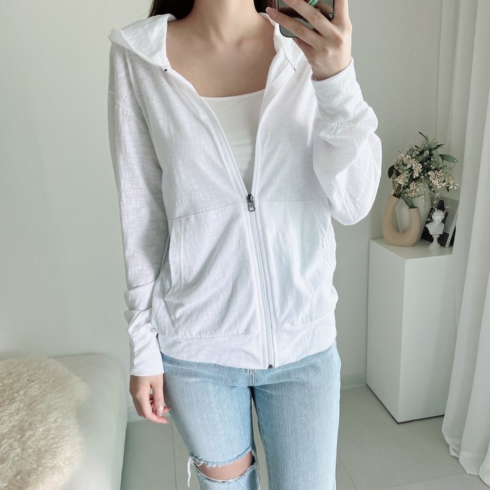 마제클로 여성 빅사이즈 여름 후드집업 얇은 슬럽 소재