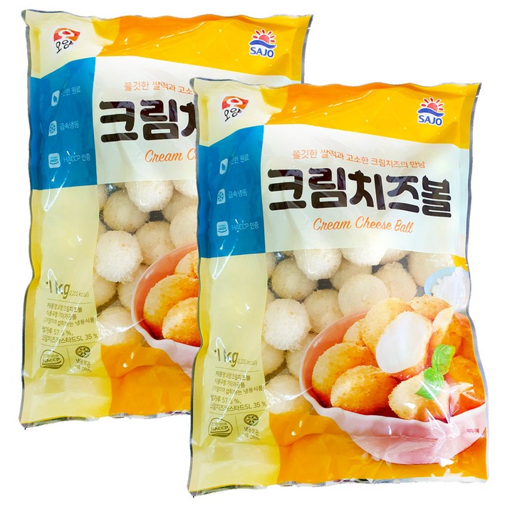 [퀴클리몰] 사조오양 크림 치즈볼 1kg x 2개, 1개