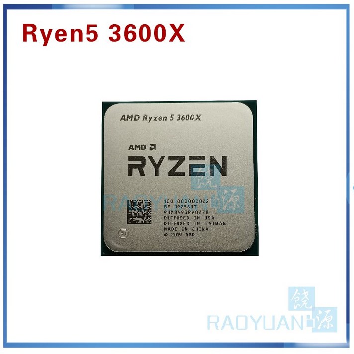 AMD RYZEN 5 3600X R5 3600X 3.8 GHZ 6 코어 12 스레드 7NM 95W L3 = 32M 100-000000022 CPU 프로세서 소켓 AM4, One Color