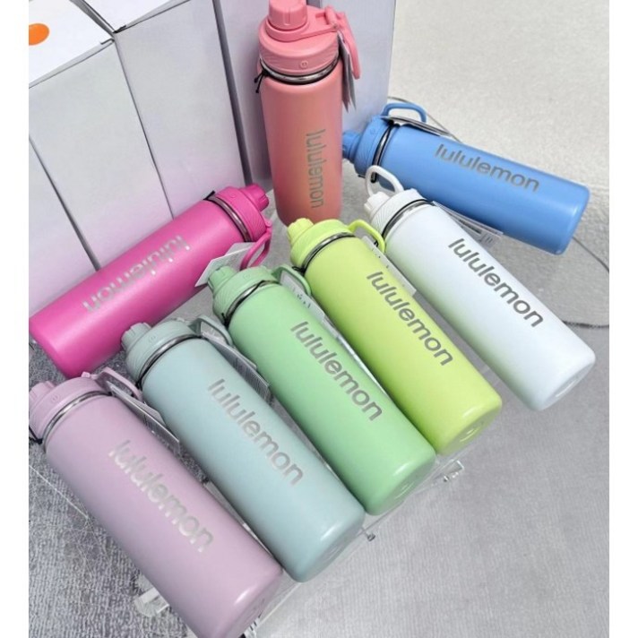 룰루레몬 로고 백투라이프 스포츠 대용량 스텐 보틀형 텀블러 710ml 컬러 리뉴얼 11컬러 택1 보온 보냉 헬스장 물병, 화이트