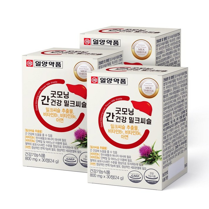 일양약품 굿모닝 간겅강 밀크씨슬 간영양제, 30정, 3개