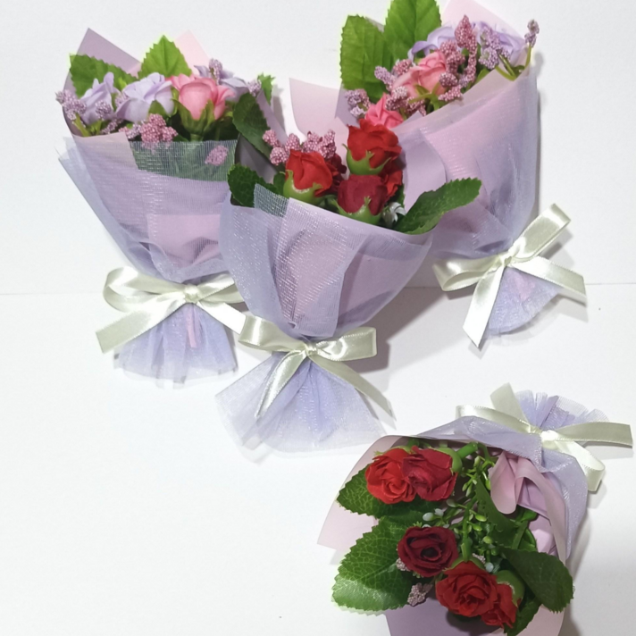 아리아(성묘 추석 미니 조화 꽃다발)납골당 꾸미기-납골당 조화 꽃다발-봉안당 미니 꽃다발, 레드장미 꽃다발, 1개