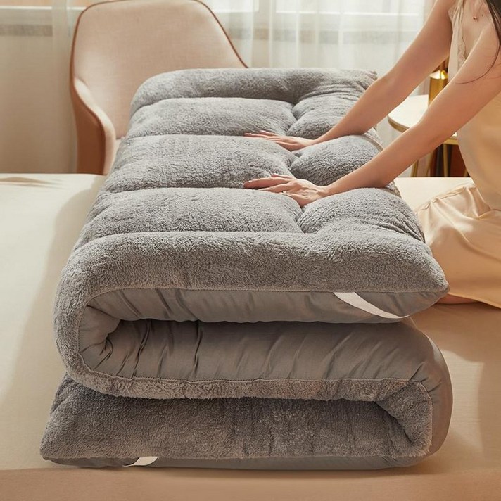  카롤스픽 10cm 매트리스 토퍼 요 매트 바닥이불, 그레이-양털 